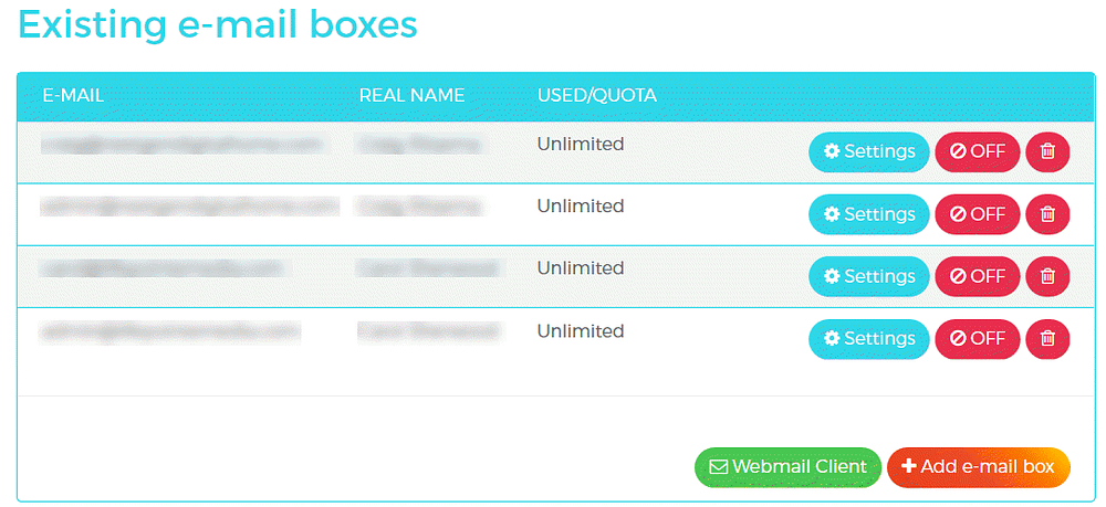 WPX Managed WordPress Hosting E-mail boxes