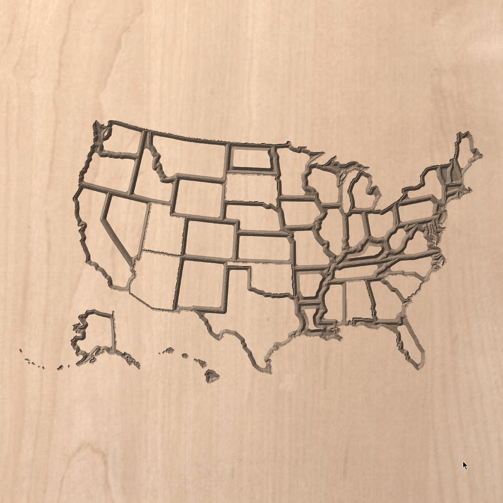 United States of America VCarve Toolpath