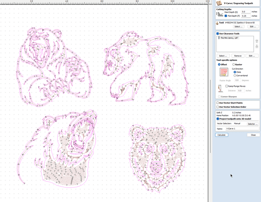 Grizzly Free Vector Pattern VCarve Toolpath
