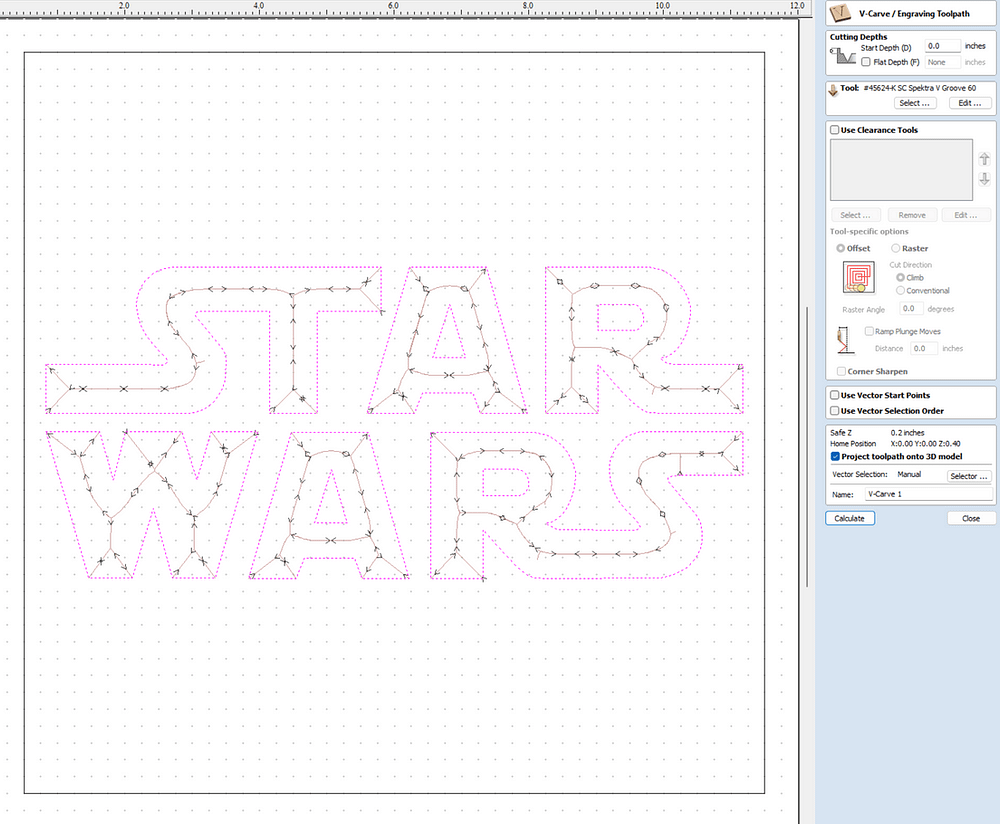 The Star Wars Logo VCarve Toolpath