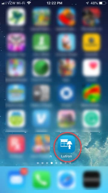 Lutron Caseta App with iPhone Icon
