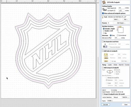 NHL Logo Profile Tool Path