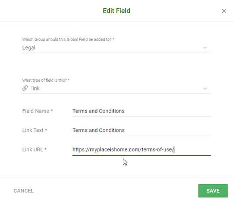 Smart Site setting for Terms and Conditions