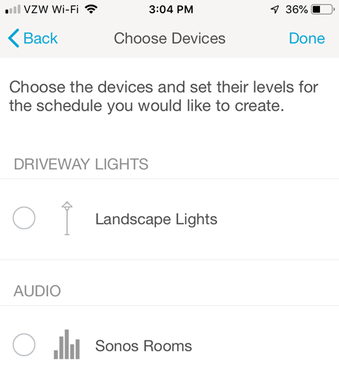 Lutron Caseta Smartphone App - Choose Devices
