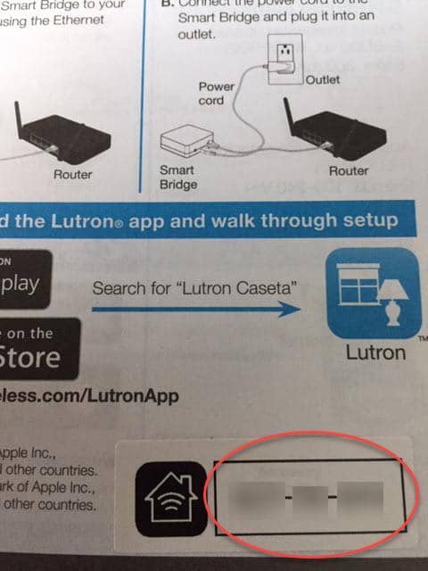 Lutron Caseta App Install on iPhone - Enter Setup Code