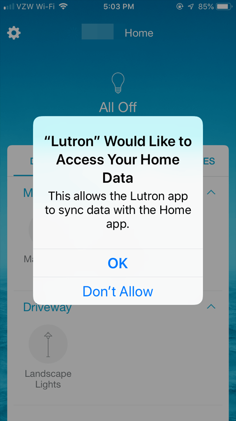 Sharing the Lutron Caseta App - Data Permission
