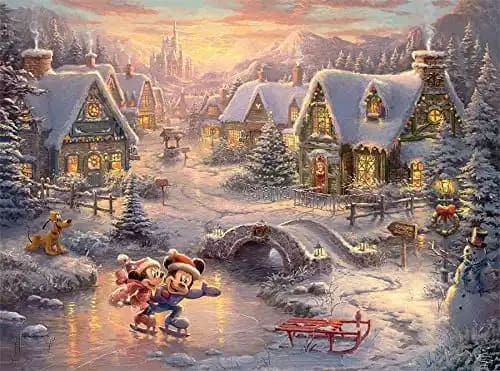 Ceaco - Thomas Kinkade - Mickey and Minnie Sweetheart Holiday - 1000 Piece Jigsaw Puzzle