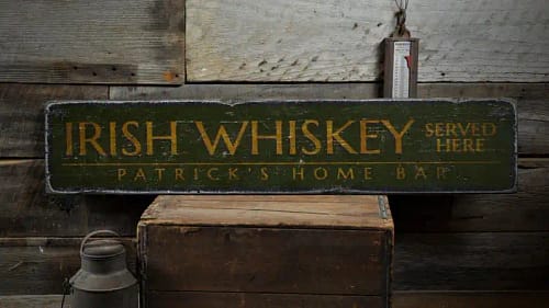 Irish Whiskey Served Here Wood Sign, Custom Home Bar Owner Name Gift - Etsy