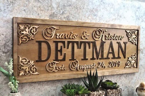 Custom Carved Wood Name Sign, Personalized Last Name Sign - Etsy