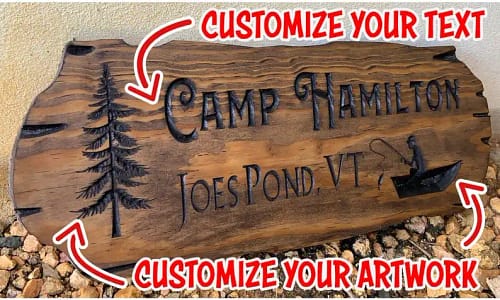 Outdoor Signs, Wooden Carved Cabin Sign, Pine Trees - Etsy