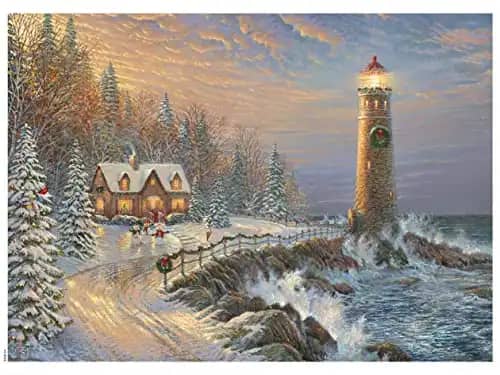 Ceaco - Thomas Kinkade - Holiday - Christmas Lighthouse - 1000 Piece Jigsaw Puzzle