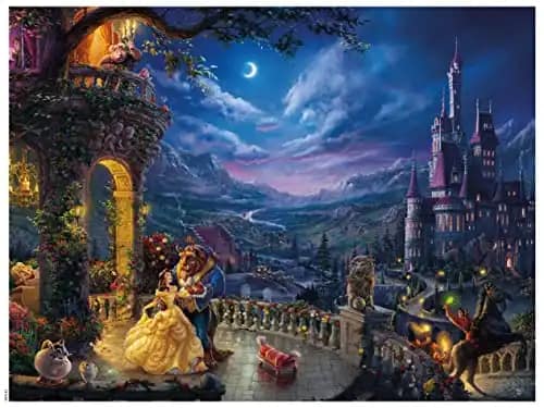 Ceaco - Thomas Kinkade - Disney Dreams Collection - Beauty and The Beast Dancing in The Moonlight - 1500 Piece Jigsaw Puzzle