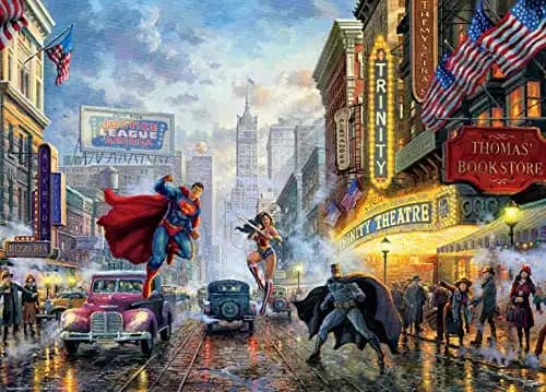 Ceaco – Thomas Kinkade – DC Comics – The Trinity – Batman, Superman, and Wonder Woman – 1000 Piece Jigsaw Puzzle