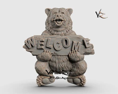 Welcome Bear 3D STL Model for CNC Router Engraver - Etsy