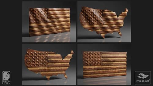USA Flag and Map Pack CNC Files for Wood 3D STL Models - Etsy
