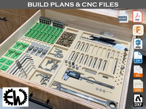 CNC Bit & Work Holding Drawer Organizer Build Plans and CAD - Etsy