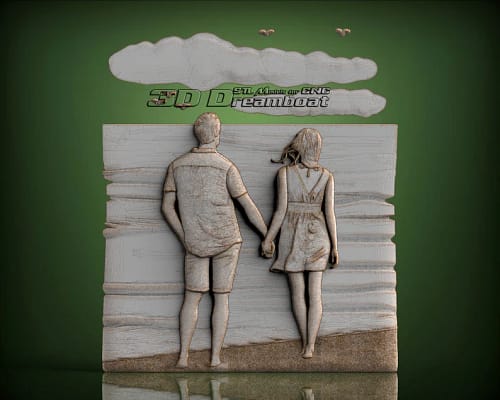 People on the Beach 3D STL Model for CNC Router - Etsy