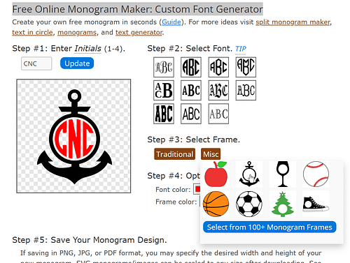 Online Monogram Maker for a CNC Cutting Design