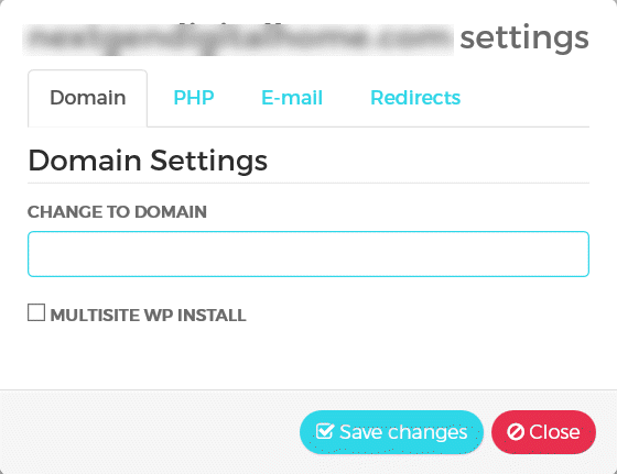 WPX Hosting Management Domain Settings