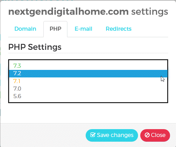 WPX Hosting Management PHP Settings