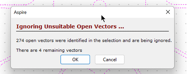 Ignoring Unsuitable Open Vectors Error Message