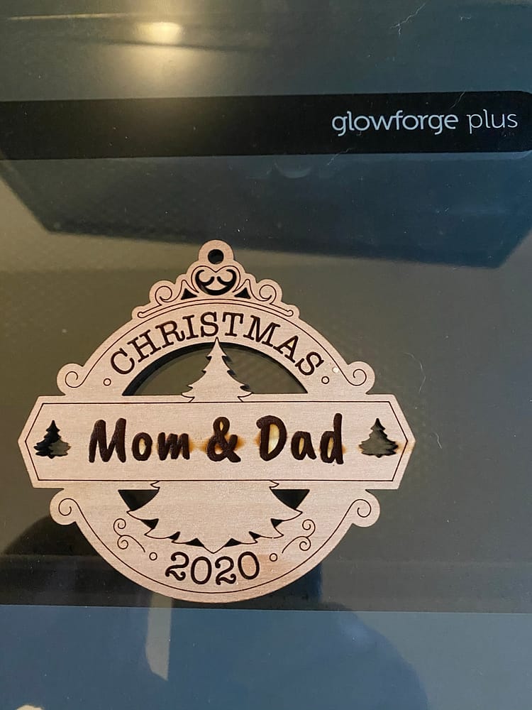 Finished DIY Christmas Ornament - Mom and Dad