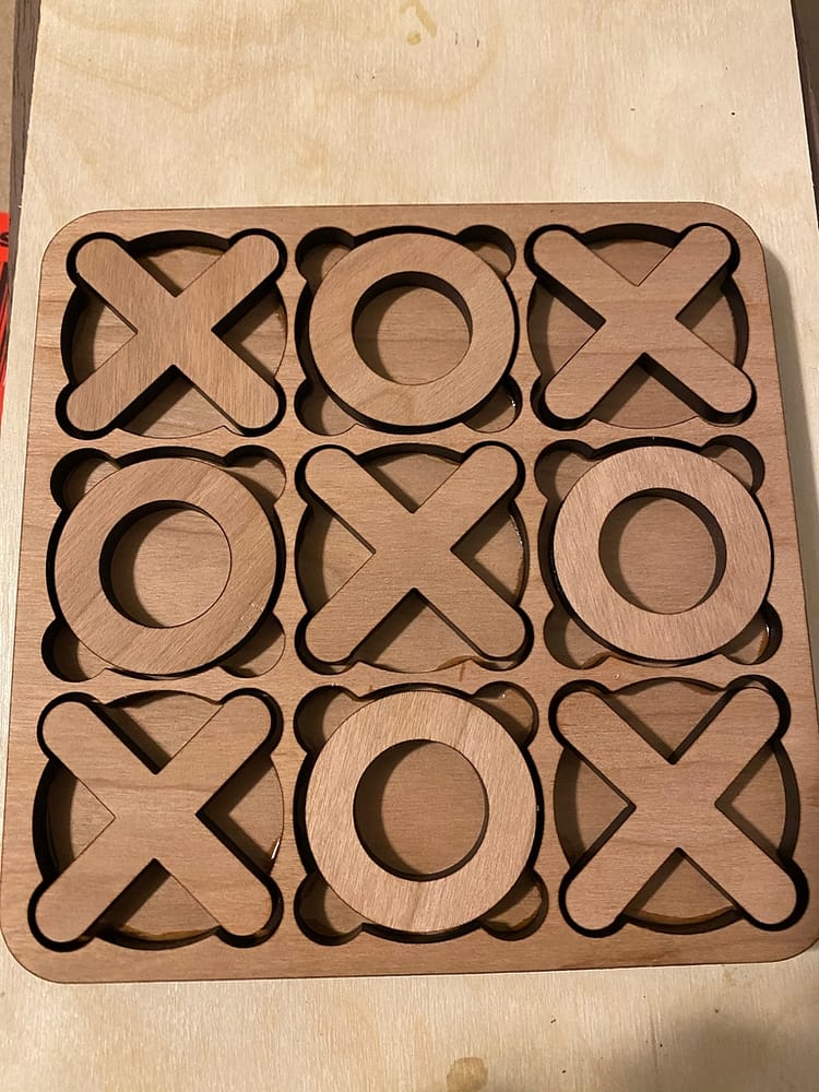 tic tac toe board was made out of real cherry hardwood
