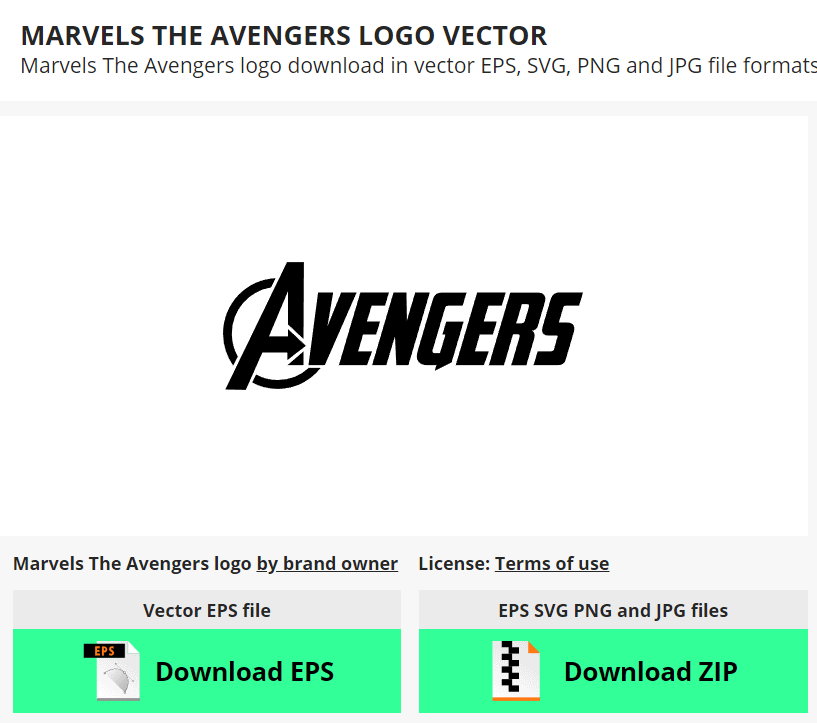 Marvels The Avengers logo download in vector EPS, SVG, PNG and JPG file formats