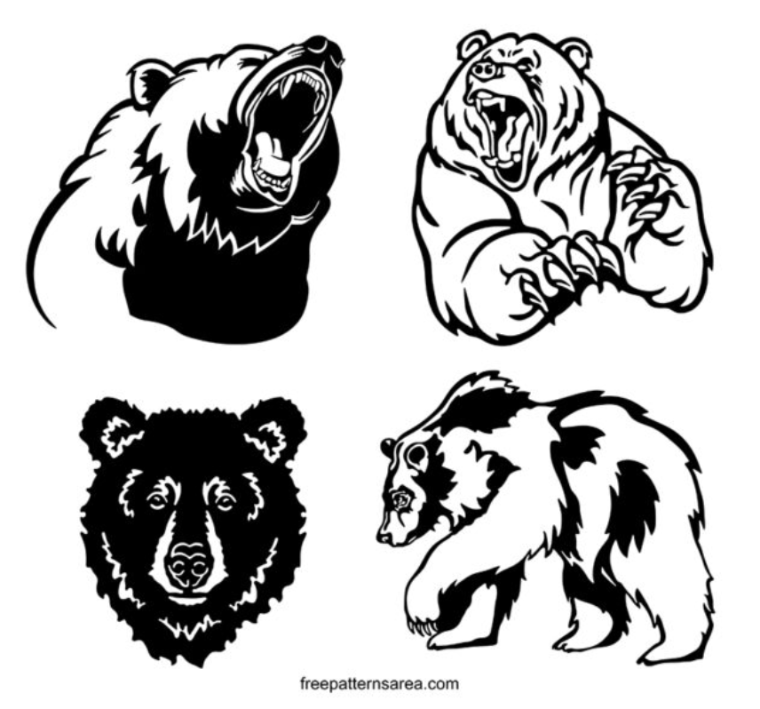 Grizzly Bear Silhouette Vector Designs