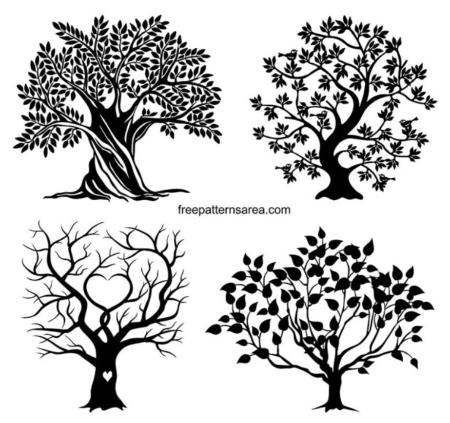 Black And White Tree Vector Art Graphics