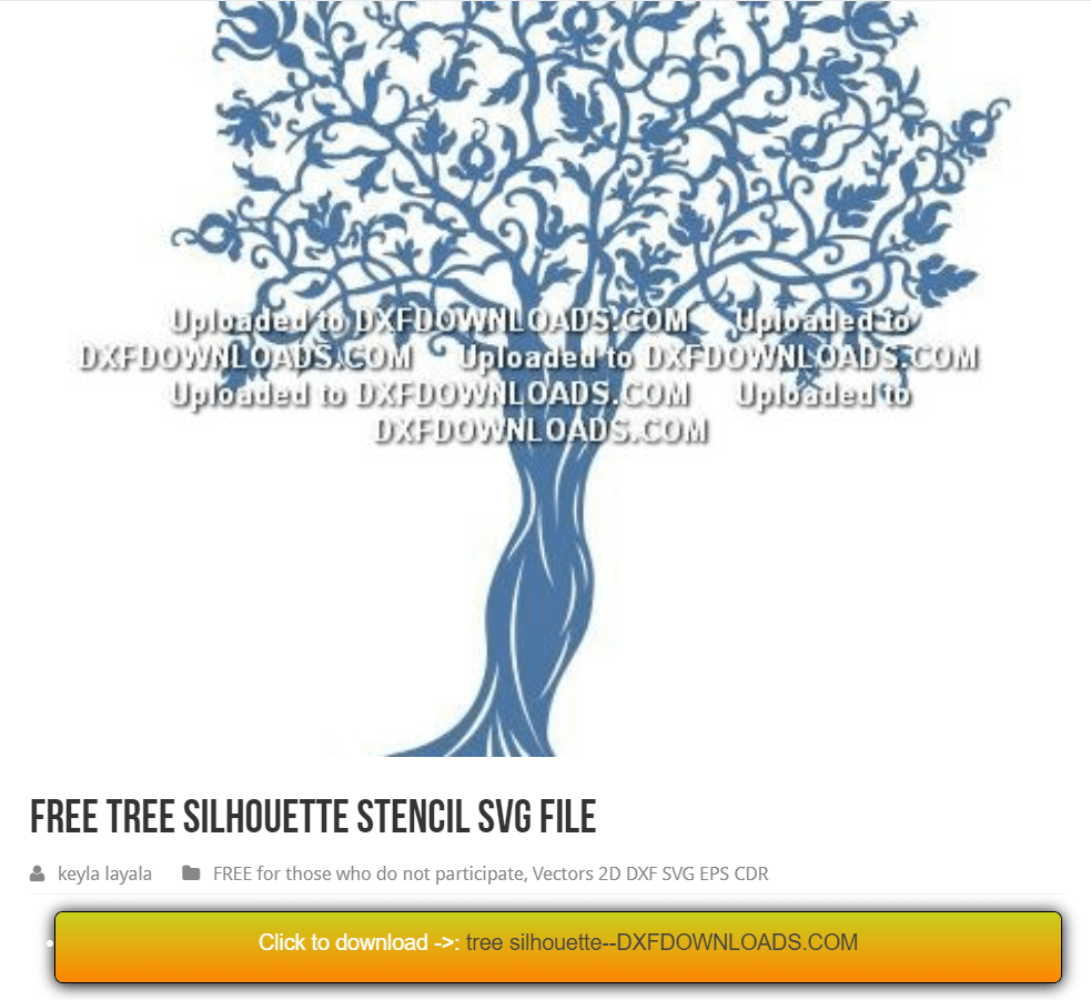 Free tree silhouette stencil SVG File