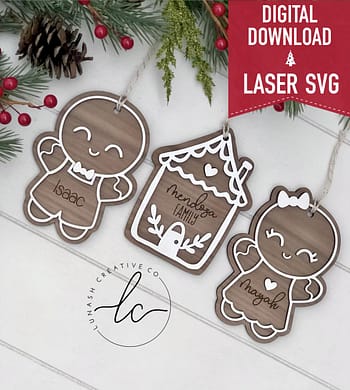 Gingerbread Laser Svg File- Ornament Digital Download