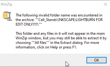 The following invalid folder name was encountered in the archive message