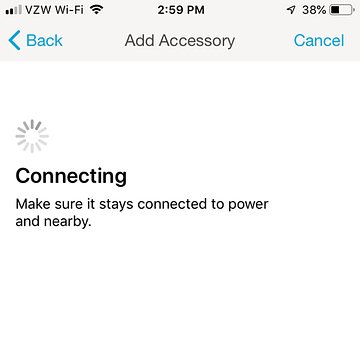 App Install on iPhone - Add Accessory Connecting
