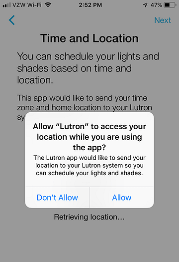 App Install on iPhone - Permission to access your location while using the app