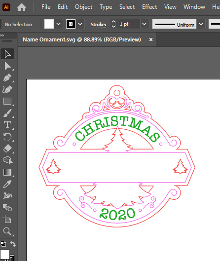 Adobe Illustrator Open DIY Christmas Ornament SVG File