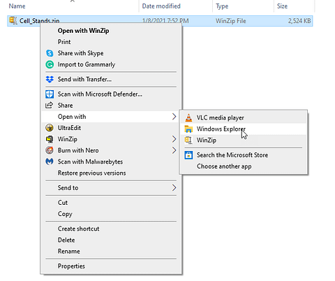 Open the ZIP file using Windows Explorer