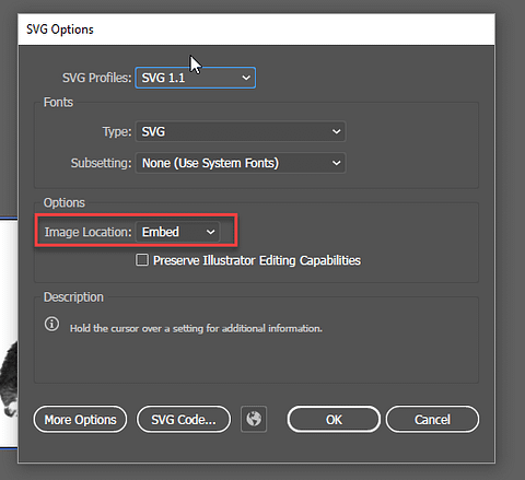 Adobe Illustrator SVG Options