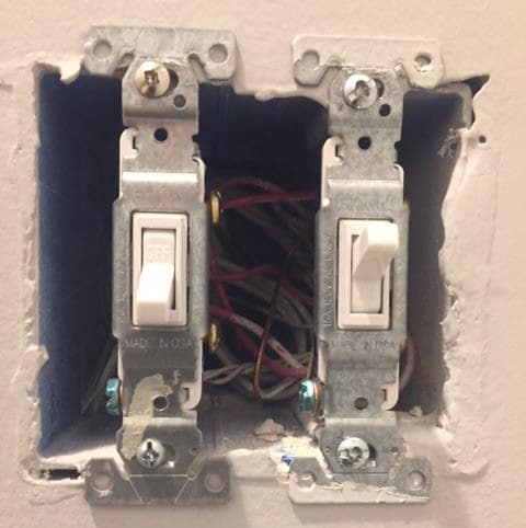 Bathroom Fan and Light Replacement Lutron Timer Switch, Removal of the Old Fan and Light Switches