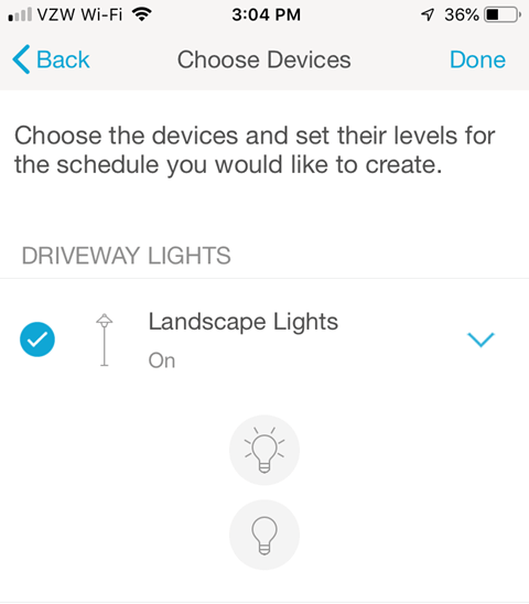 Lutron Caseta Smartphone App - Choose Devices and set their levels