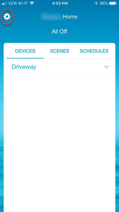 Lutron Caseta App - Main Smartphone App Screen