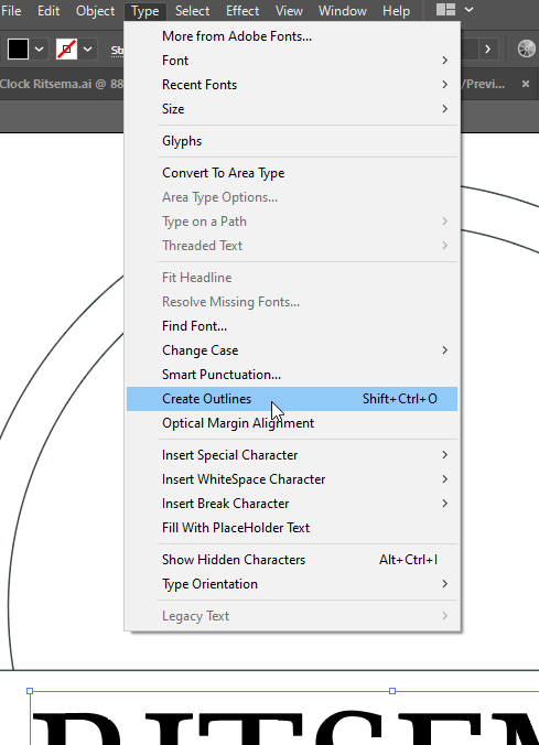 Create Outlines Option in Adobe Illustrator